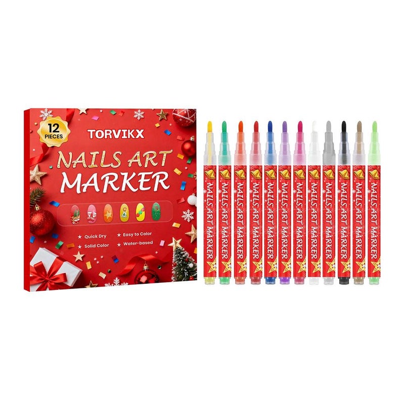 DIY Christmas Nail Art Pens - Fine Tip, Long-Lasting Color, Easy to Use at Home (SKU00002323)
